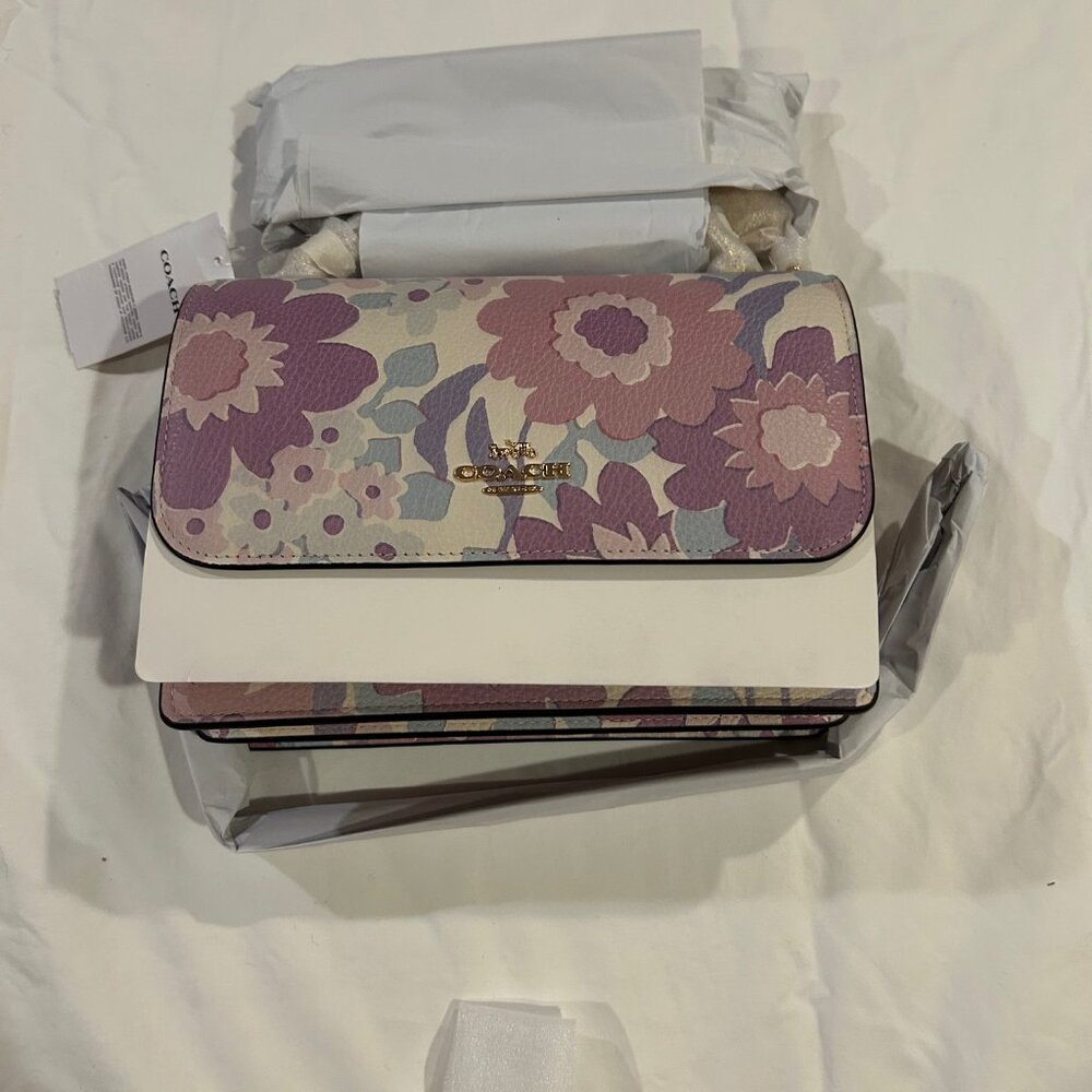 Coach Klare Crossbody Bag With Floral Print Light Purple Flowers NWT - Picture 4 of 4